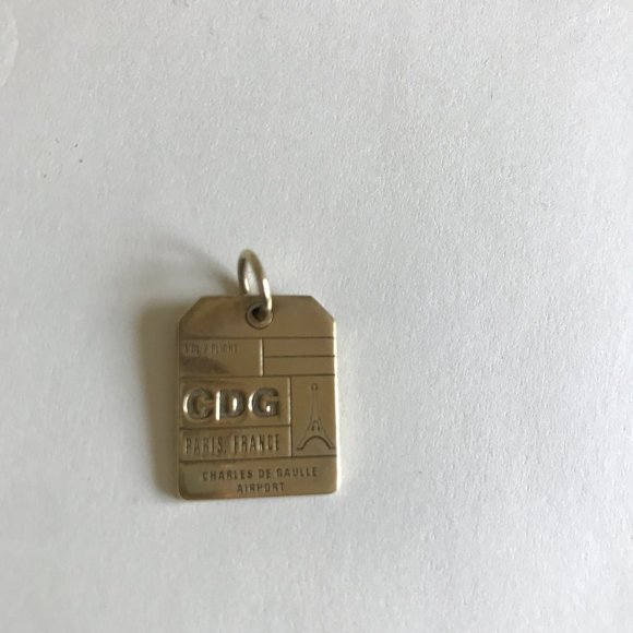 Jet Set Candy CDG (France) Luggage Tag Gold Vermeil Charm - Picture 5 of 6